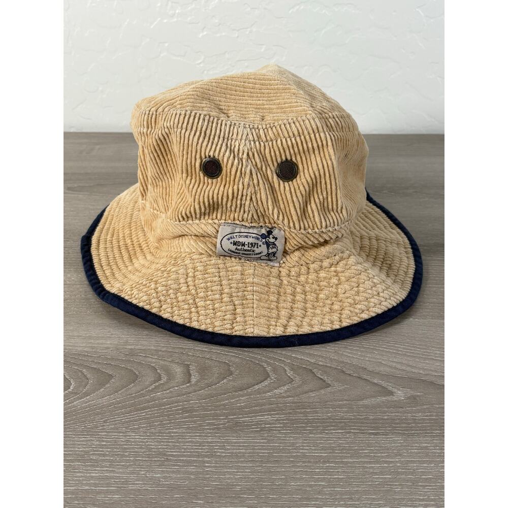 Vintage Walt Disney World Mickey Mouse Corduroy Adult OSFM Bucket Hat- Tan- EUC